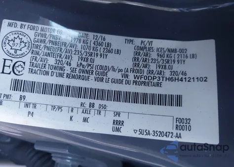 2017 Ford Focus Rs из США, поврежденный, VIN WF0DP3TH6H4121102